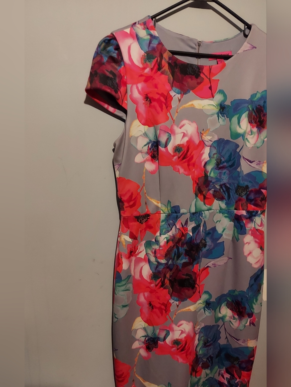 Betsey Johnson Shift Dress 14 Cap Sleeve Floral Garden Party Office Siren Preppy